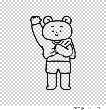 着替えをするクマ 線画 着替えをするクマ 線画 141597916