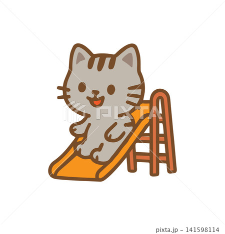 cute cat playing on the slide 141598114