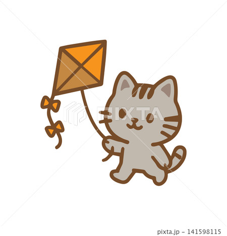 cute cat playing kite 141598115
