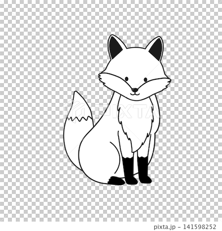 秋季主題動物插畫:一隻狐狸的單色插畫。 秋季主題動物插畫:一隻狐狸的單色插畫。 141598252