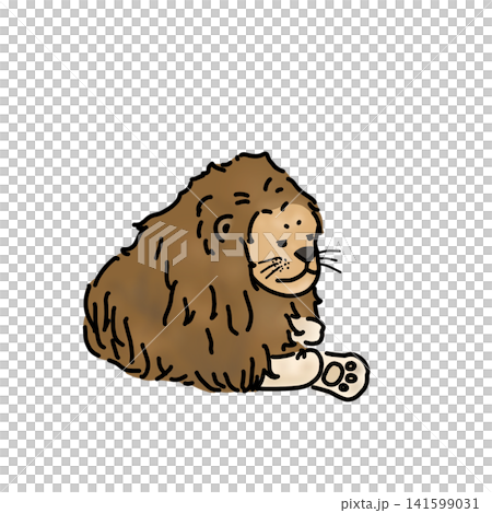 お昼寝するオスライオンのイラスト お昼寝するオスライオンのイラスト 141599031