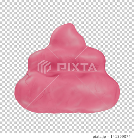 A 3DCG image of pink poop made of clay. A cute poop stamp icon. Decorative material for children. A 3DCG image of pink poop made of clay. A cute poop stamp icon. Decorative material for children. 141599074