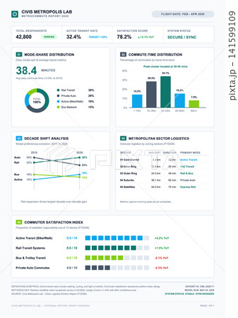 Modern Urban Transportation Data Dashboard with Infographics and Charts 141599109