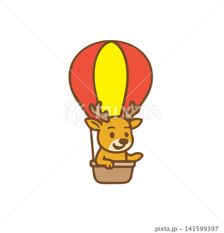 cute deer riding a hot air balloon cute deer riding a hot air balloon 141599397