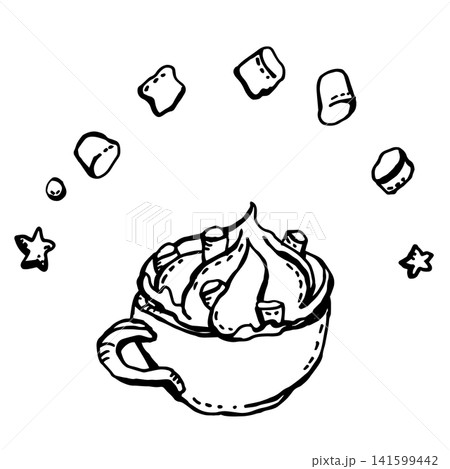 Cup with whipped cream marshmallows Cup with whipped cream marshmallows 141599442