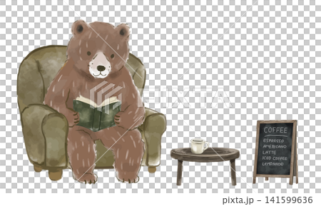 A bear reading in a cafe (watercolor) A bear reading in a cafe (watercolor) 141599636