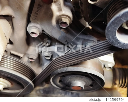 car engine drive belt photo car engine drive belt photo 141599794