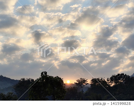 exotic clouds at sunrise in the countryside 141599828