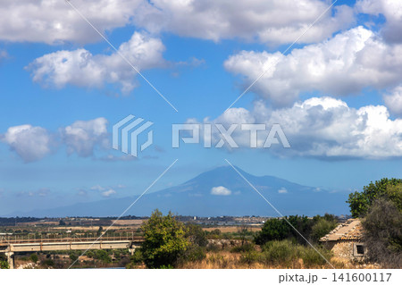 Natural landscape of Sicily with Mount Etna volcano, Italy 141600117