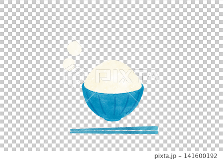 A watercolor illustration of rice in a bowl and chopsticks. A watercolor illustration of rice in a bowl and chopsticks. 141600192