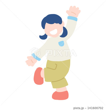 楽しそうに踊るこどものフラットなイラスト 141600702