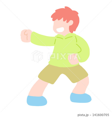 楽しそうに踊るこどものフラットなイラスト 141600705