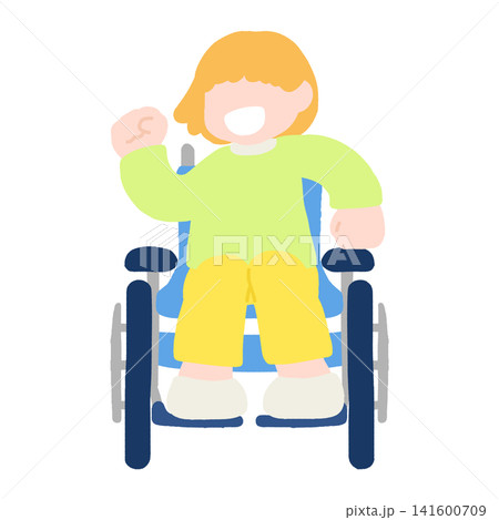 楽しそうに踊る車いすのこどものフラットなイラスト 楽しそうに踊る車いすのこどものフラットなイラスト 141600709