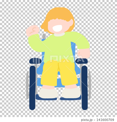 楽しそうに踊る車いすのこどものフラットなイラスト 楽しそうに踊る車いすのこどものフラットなイラスト 141600709