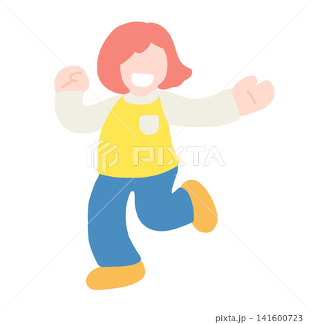 楽しそうに踊るこどものフラットなイラスト 楽しそうに踊るこどものフラットなイラスト 141600723