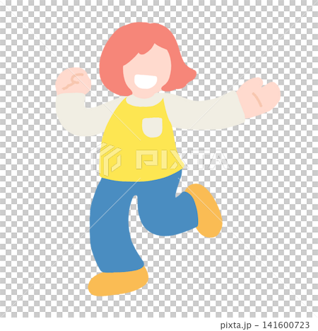楽しそうに踊るこどものフラットなイラスト 楽しそうに踊るこどものフラットなイラスト 141600723