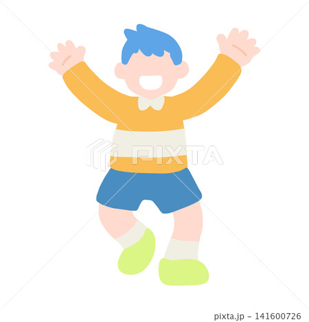 楽しそうに踊るこどものフラットなイラスト 楽しそうに踊るこどものフラットなイラスト 141600726