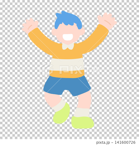 楽しそうに踊るこどものフラットなイラスト 楽しそうに踊るこどものフラットなイラスト 141600726