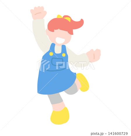 楽しそうに踊るこどものフラットなイラスト 楽しそうに踊るこどものフラットなイラスト 141600729