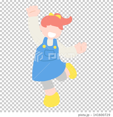 楽しそうに踊るこどものフラットなイラスト 楽しそうに踊るこどものフラットなイラスト 141600729