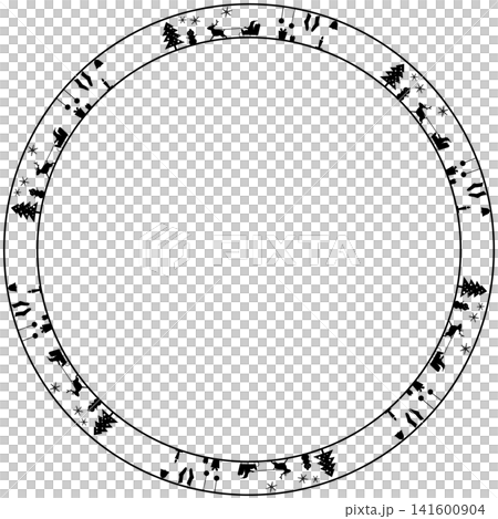 Christmas silhouette monochrome background frame (circular) Christmas silhouette monochrome background frame (circular) 141600904