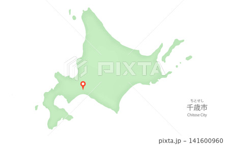 シンプルな北海道のイラスト マップピンで千歳市を示している地図のベクターイラスト シンプルな北海道のイラスト マップピンで千歳市を示している地図のベクターイラスト 141600960