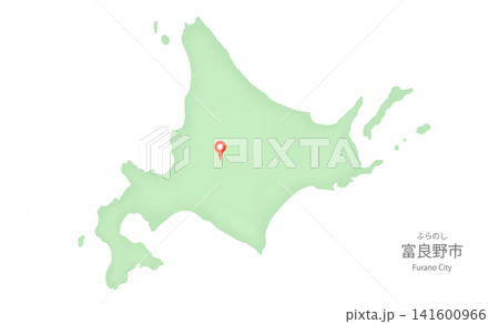 シンプルな北海道のイラスト マップピンで富良野市を示している地図のベクターイラスト シンプルな北海道のイラスト マップピンで富良野市を示している地図のベクターイラスト 141600966