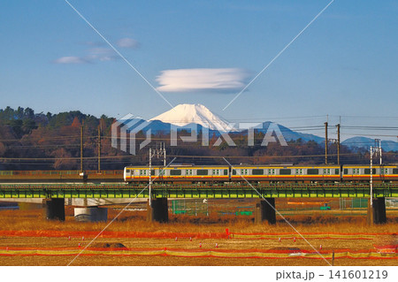 富士山と南武線と雲 141601219