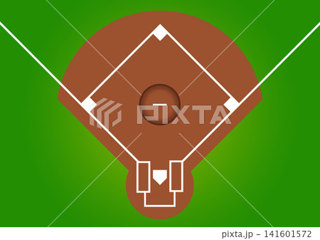 俯瞰で見た野球場の抽象的なイラスト背景 |  シンプルなスポーツフィールドデザイン 141601572