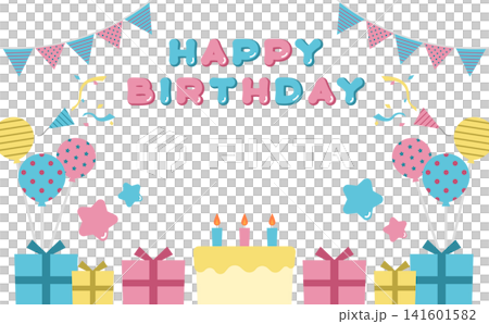 扁平化插畫:生日快樂氣球邊框 扁平化插畫:生日快樂氣球邊框 141601582