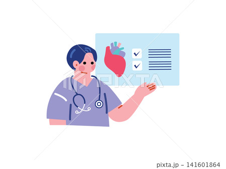 心疾患を診察する医者のイラスト 心疾患を診察する医者のイラスト 141601864
