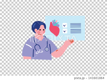 心疾患を診察する医者のイラスト 心疾患を診察する医者のイラスト 141601864