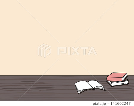木の机と開いたノート・本 読書の秋の背景イラスト 木の机と開いたノート・本 読書の秋の背景イラスト 141602247