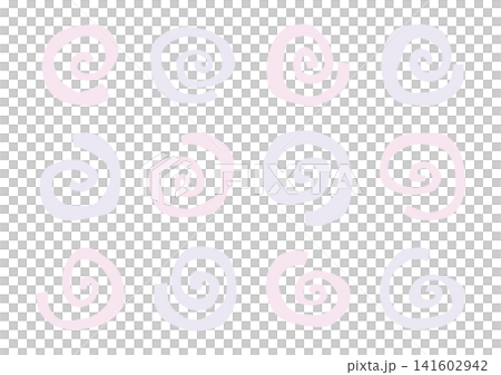 Hand-drawn swirling shape set (pink and purple) Hand-drawn swirling shape set (pink and purple) 141602942
