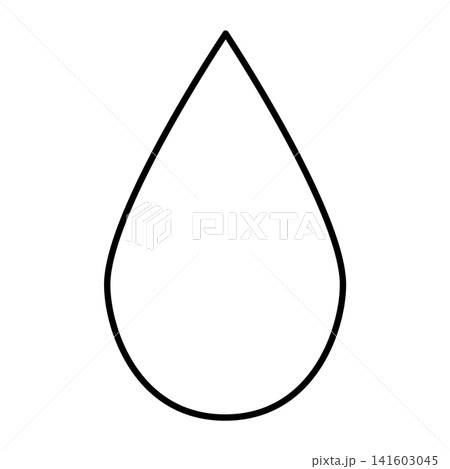 黒い線画でシンプルに描かれた1枚の水滴のイラスト 黒い線画でシンプルに描かれた1枚の水滴のイラスト 141603045