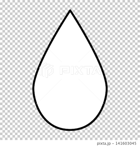 黒い線画でシンプルに描かれた1枚の水滴のイラスト 黒い線画でシンプルに描かれた1枚の水滴のイラスト 141603045