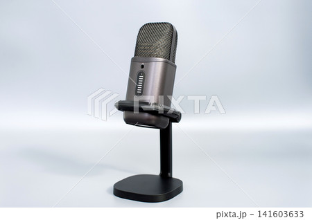 Professional usb microphone on stand for studio recording and podcasting 141603633