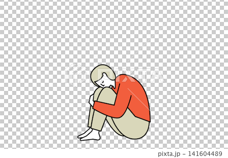 膝を抱える人 膝を抱える人 141604489