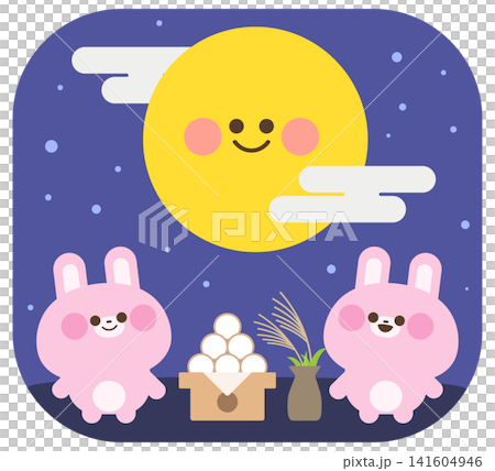 A rabbit enjoying moon viewing. A rabbit enjoying moon viewing. 141604946