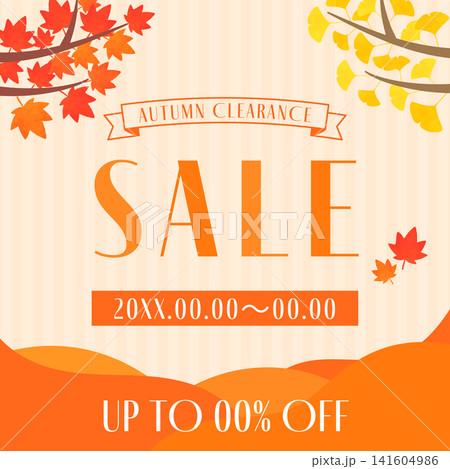 秋の紅葉のオータムセールテンプレート2_正方形 秋の紅葉のオータムセールテンプレート2_正方形 141604986