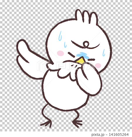 An illustration of a white bird pinching its nose. An illustration of a white bird pinching its nose. 141605264