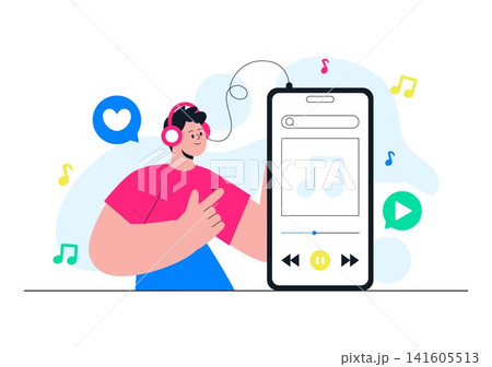 Viral Tunes Vector Illustration Featuring Music Streaming App, Trending Audio Tracks, Mobile Listening, Social Media Sharing and Digital Entertainment Viral Tunes Vector Illustration Featuring Music Streaming App, Trending Audio Tracks, Mobile Listening, Social Media Sharing and Digital Entertainment 141605513