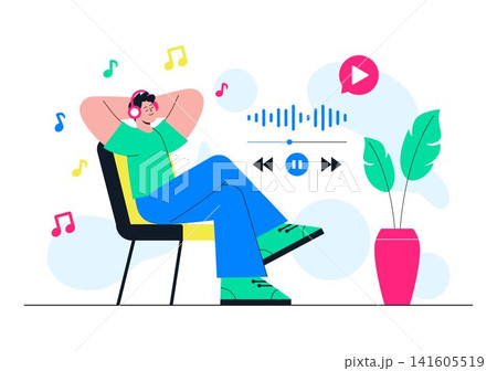 Viral Tunes Vector Illustration Featuring Music Streaming App, Trending Audio Tracks, Mobile Listening, Social Media Sharing and Digital Entertainment Viral Tunes Vector Illustration Featuring Music Streaming App, Trending Audio Tracks, Mobile Listening, Social Media Sharing and Digital Entertainment 141605519