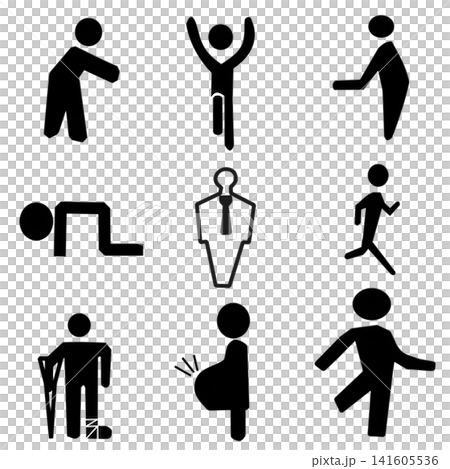A set of pictograms in various poses A set of pictograms in various poses 141605536