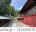 朱塗りの社殿へ続く境内の小道 141605676