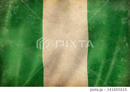 Old vintage flag of Nigeria, worn and stained 141605810