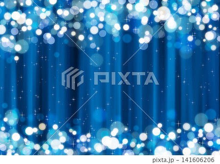 ブルーのカーテンと白銀ののキラキラのゴージャスな背景画像 141606206