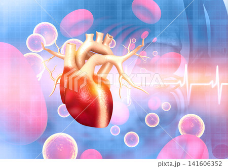 Medical background with human heart 141606352