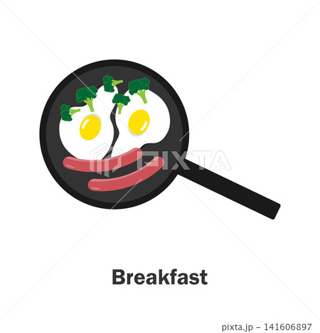 Breakfast in cartoon style, food and drink card for kid, preschool activity for children, vector illustration Breakfast in cartoon style, food and drink card for kid, preschool activity for children, vector illustration 141606897