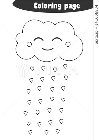 Cloud with hearts in cartoon style, coloring page, valentine day education paper game for the development of children, kids preschool activity, printable worksheet, vector illustration Cloud with hearts in cartoon style, coloring page, valentine day education paper game for the development of children, kids preschool activity, printable worksheet, vector illustration 141606934